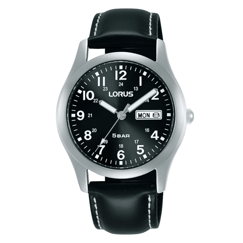 Lorus Men s Black Leather 24 7 Field watch Lorus Watches The Official UK Online Store